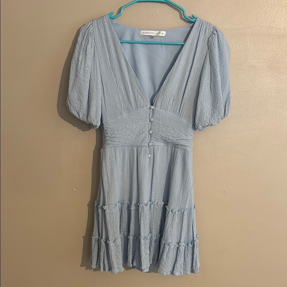 Baby Blue and Silver altar’d state mini dress